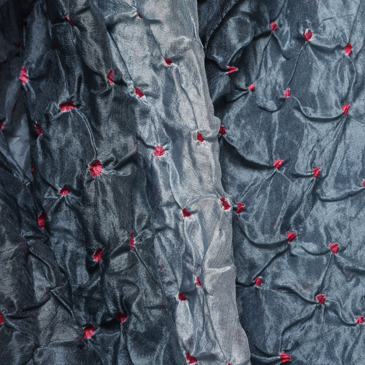 Steel Grey Silk Indian Bandhani Tie Dye Scarf | Indigo Antiques