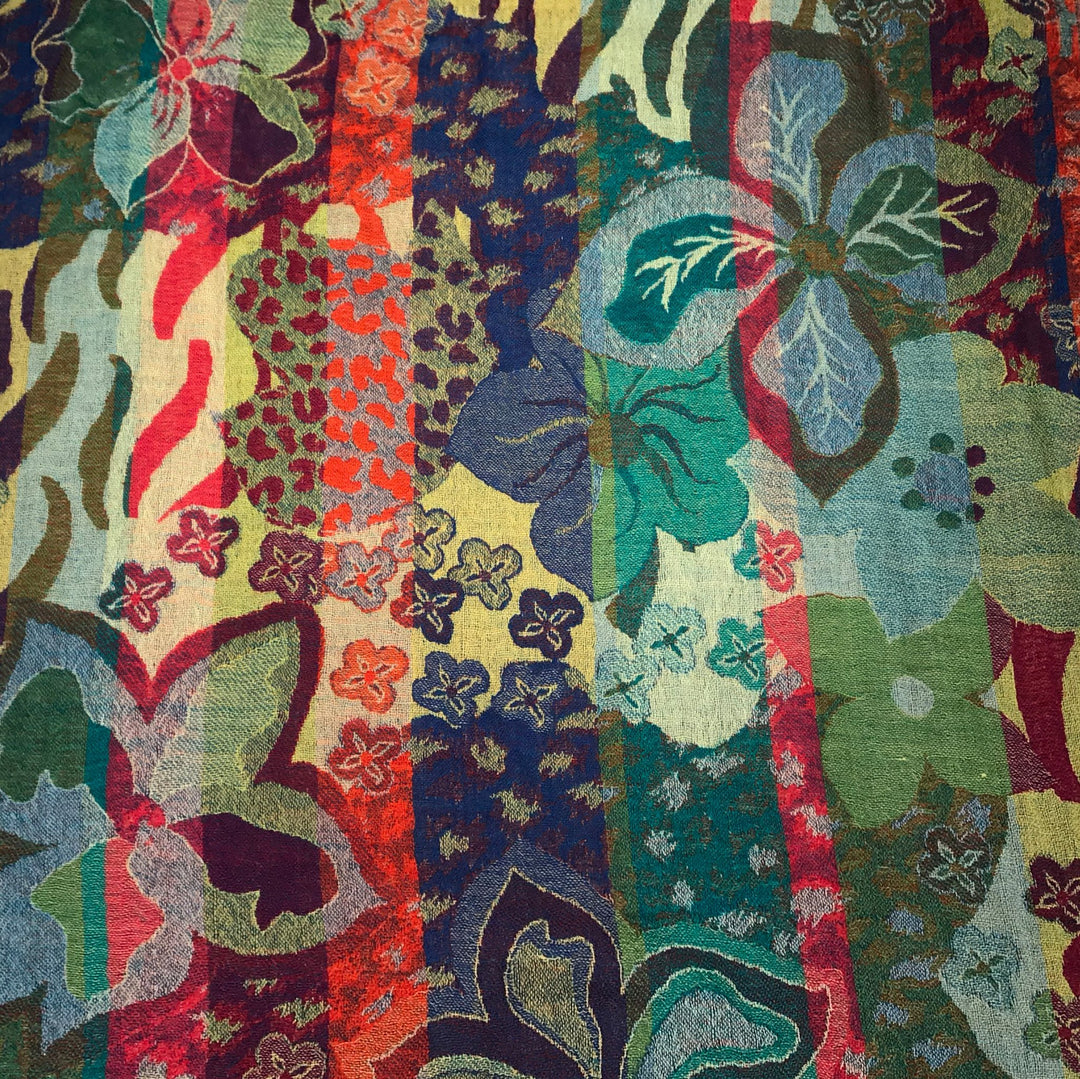 Turquoise Flowers Scarf - Merino Wool | Indigo Antiques