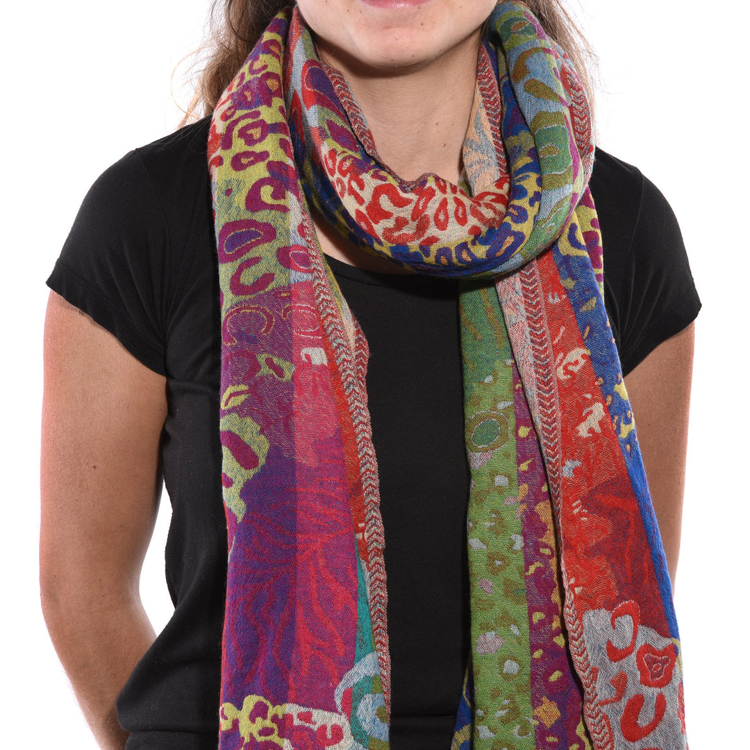 Turquoise Jungle Scarf - Merino Wool | Indigo Antiques