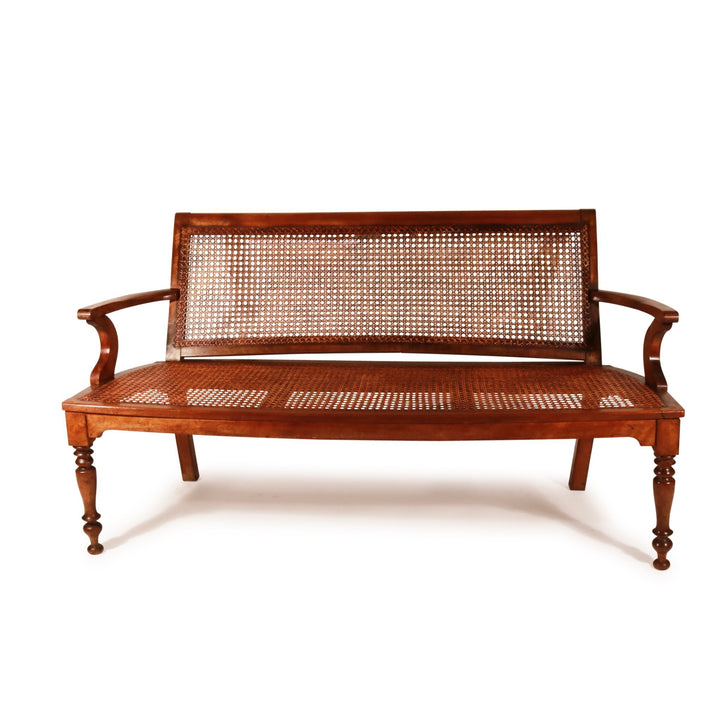 Anglo Indian Caned Teak Bench - 19thC | Indigo Oriental Antiques