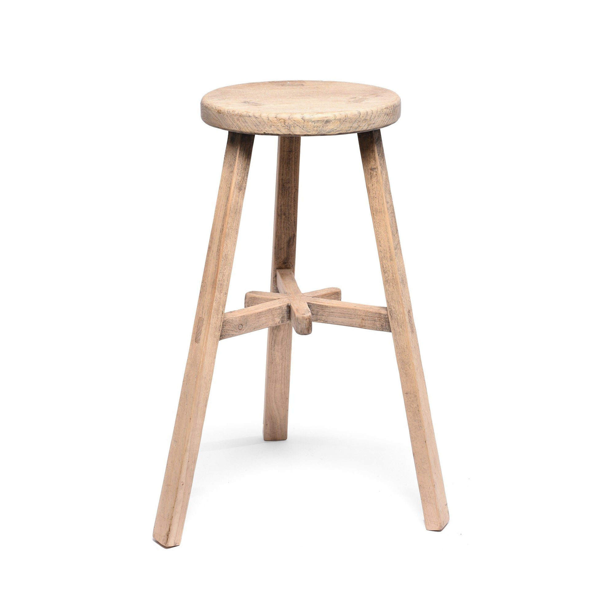 Bleached Elm Bar Stool | Indigo Antiques
