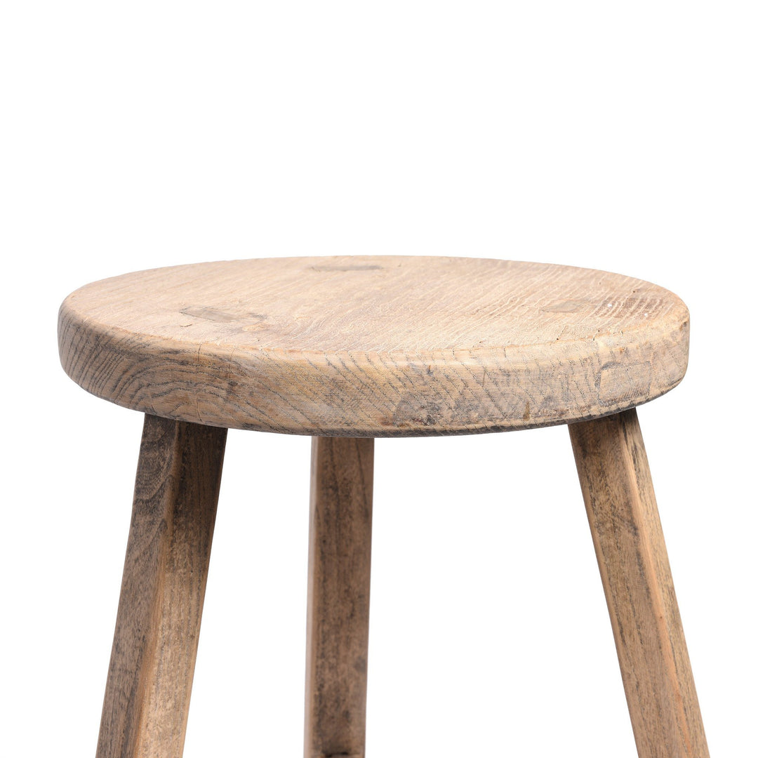 Seat Detail Of Bleached Elm Bar Stool | Indigo Antiques