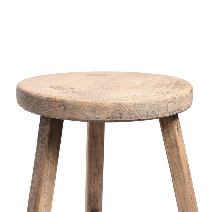 Seat Detail Of Bleached Elm Bar Stool | Indigo Antiques