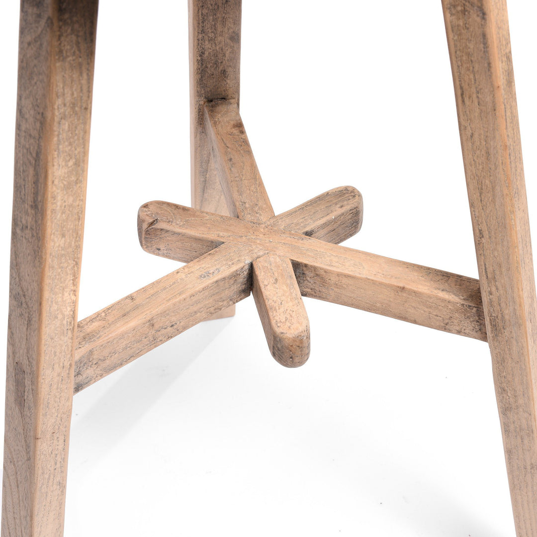 Footrest Detail From Bleached Elm Bar Stool | Indigo Antiques