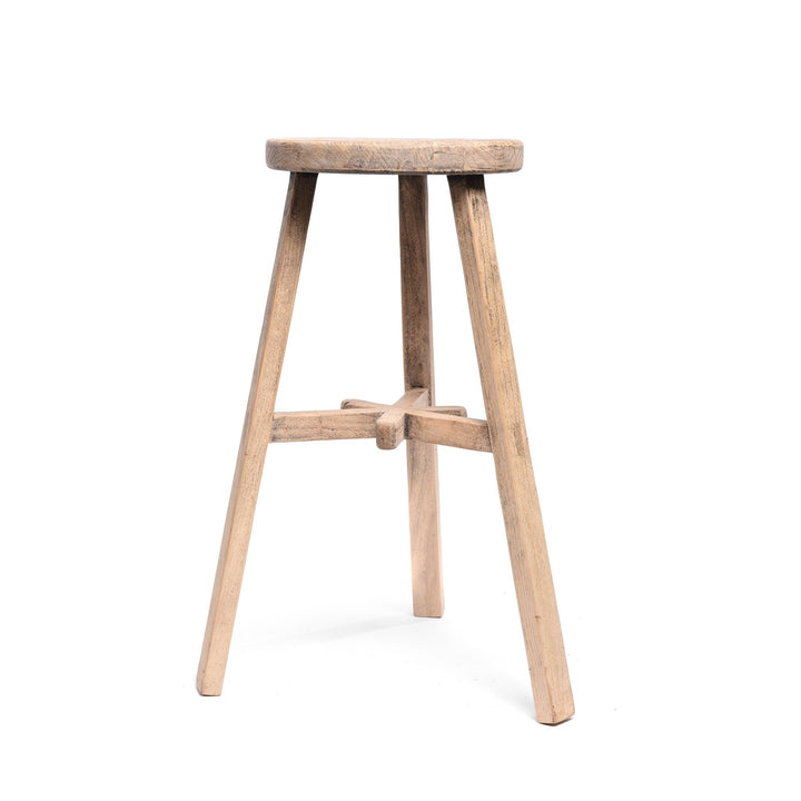 Bleached Elm Bar Stool | Indigo Antiques