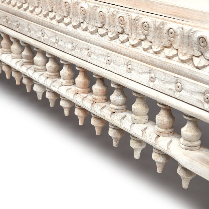 Carved And Limed Mango Wood Daybed | Indigo Oriental Antiques