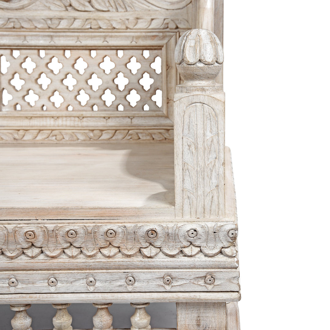 Carved And Limed Mango Wood Daybed | Indigo Oriental Antiques