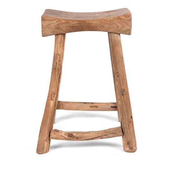 Elm Saddle Stool From Shanxi - 19thC
