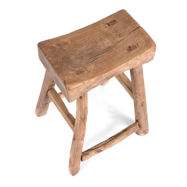 Elm Saddle Stool From Shanxi - 19thC