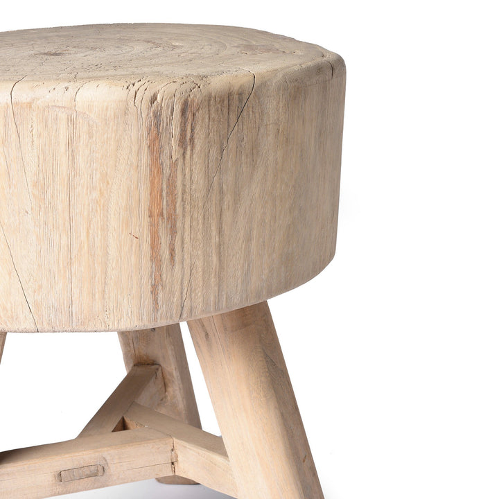 Detail Of Farmers Chopping Block Stool - Willow - Ca 1920 | Indigo Antiques