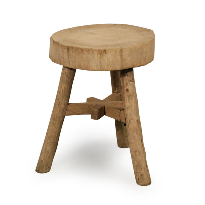 Farmers Chopping Block Stool - Willow - Ca 85 yrs old | Indigo Oriental Antiques