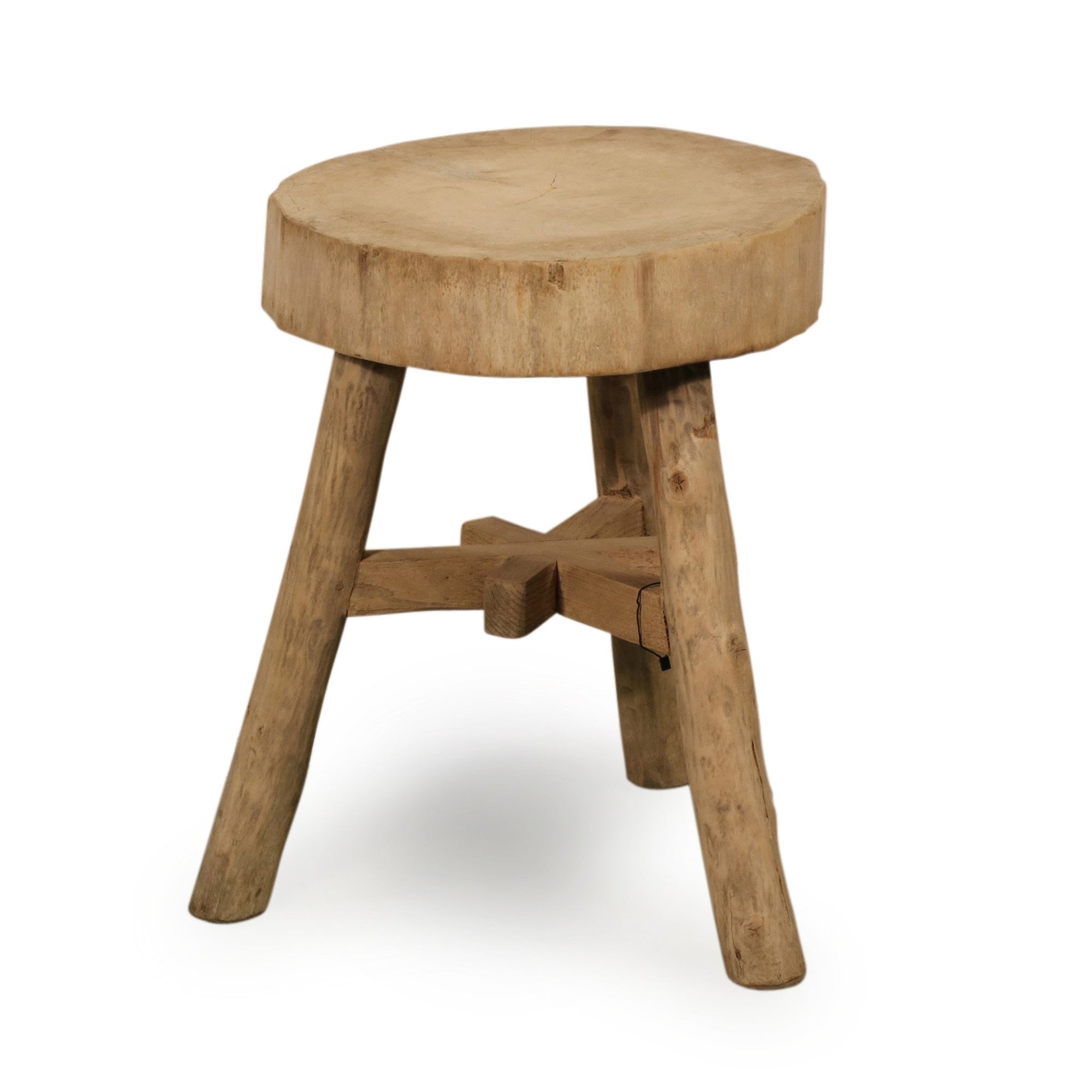 Farmers Chopping Block Stool - Willow - Ca 85 yrs old | Indigo Oriental Antiques