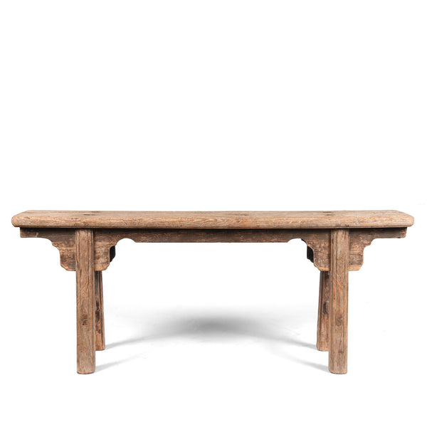 Old Chinese Bleached Elm Bench From Shanxi - 19thC