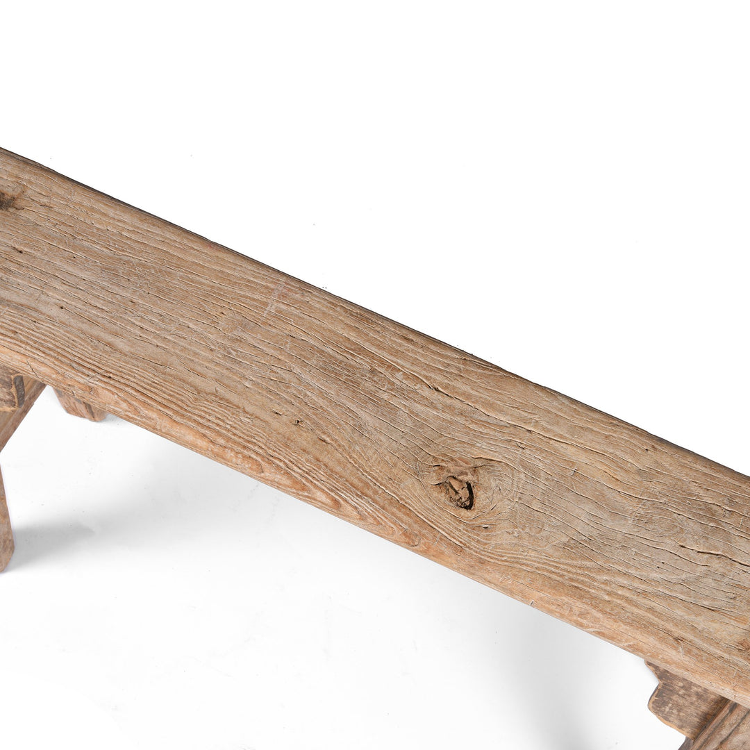 Top detail of a Old Chinese Bleached Elm Bench From Shanxi - 19thC | Indigo Antiques