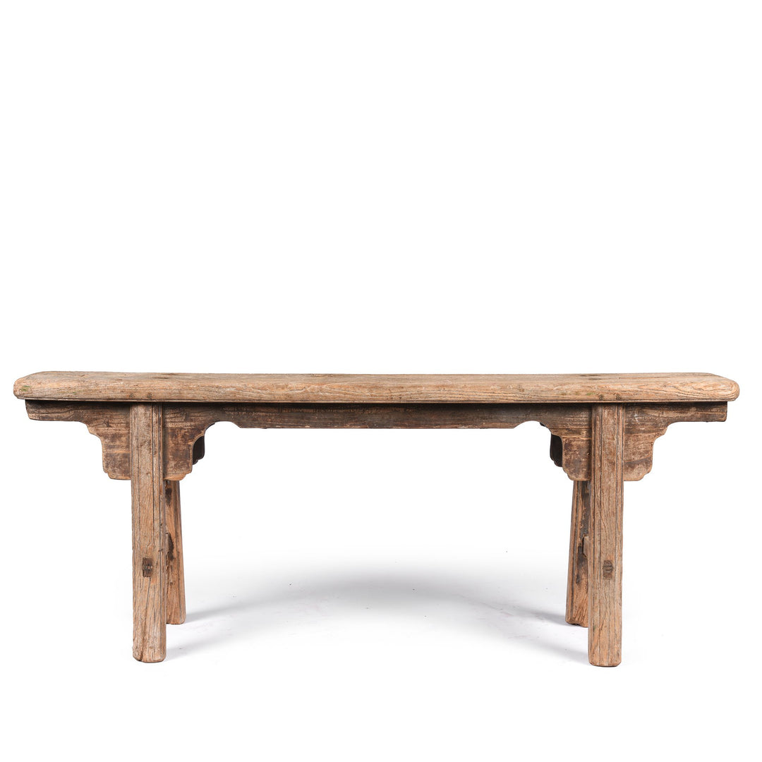Back detail of a Old Chinese Bleached Elm Bench From Shanxi - 19thC | Indigo Antiques