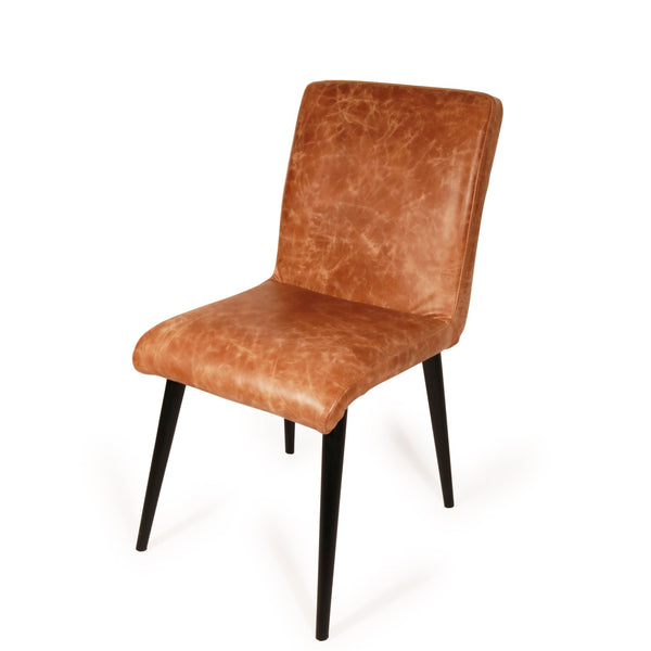 Retro Dining Chair With Tan Leather Seat