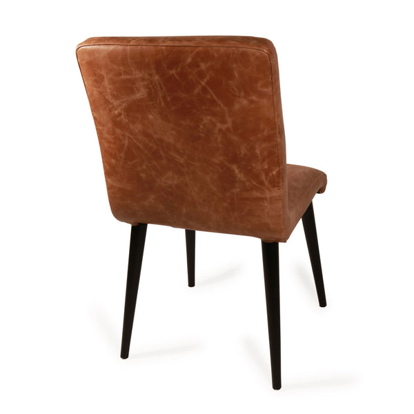 Retro Dining Chair With Tan Leather Seat