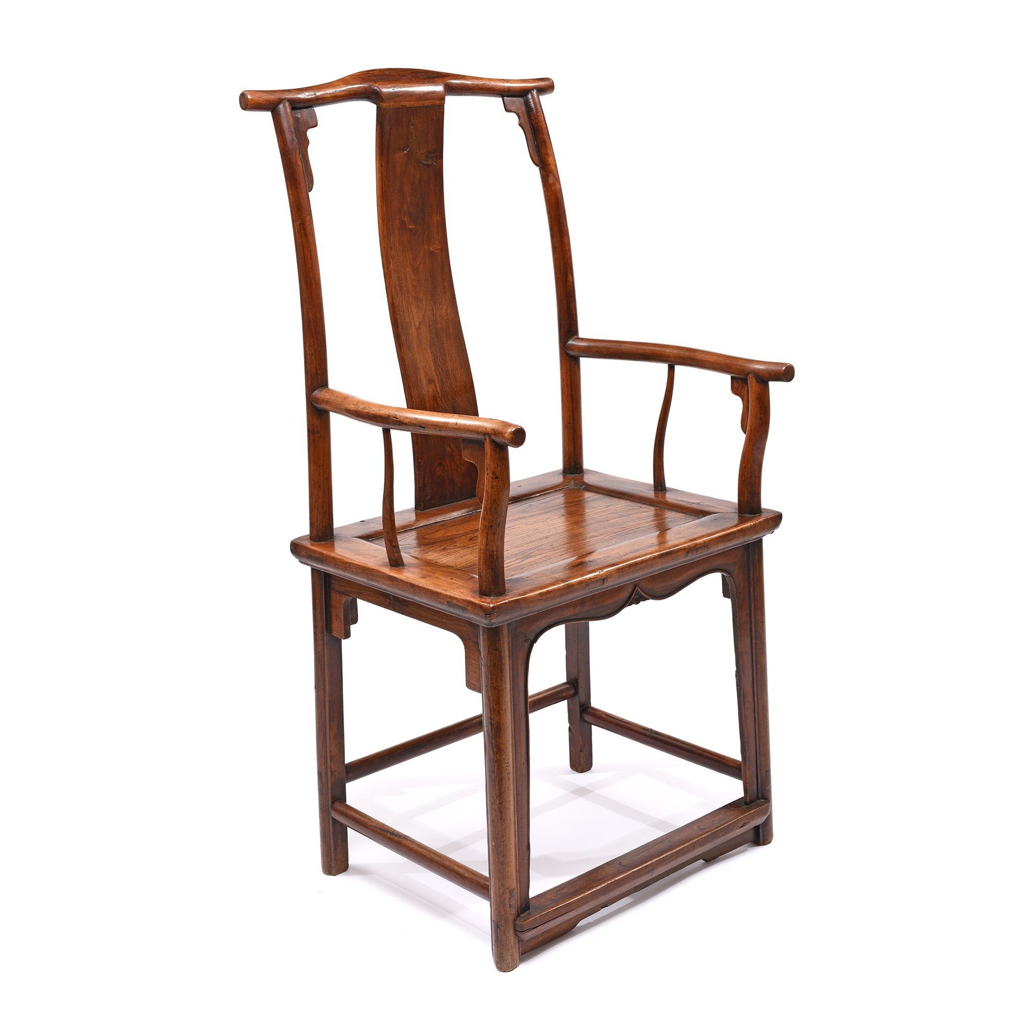 Side Profile View of an Antique Elm Chinese Officials Hat Chair From Shanxi - 19thC | Indigo Antiques