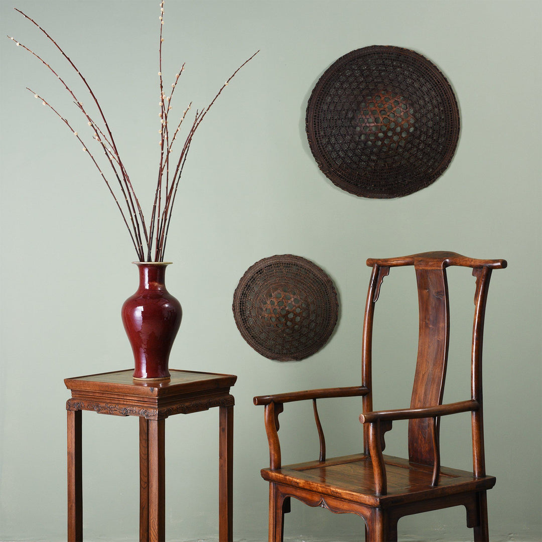 Antique Chinese Furniture Scene of a Chinese Officals Hat Chair & A Chinese Flower Stand With a Sang De Boeuf Vase | Indigo Antiques