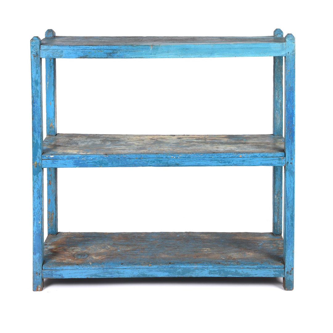 Vintage Indian Shelf With Blue Paint Finish - Ca 1920