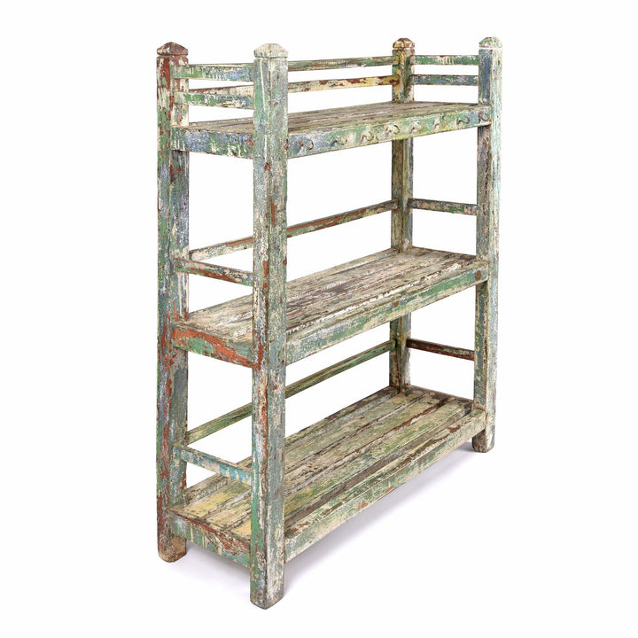 Side Of Vintage Painted Indian Teak Shelf - Ca 1930 | Indigo Antiques