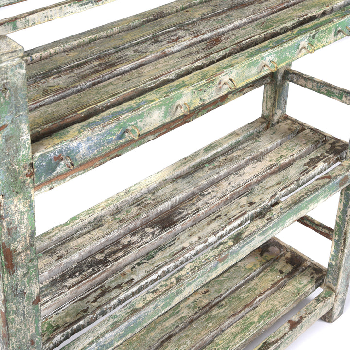Detail Of Vintage Painted Indian Teak Shelf - Ca 1930 | Indigo Antiques