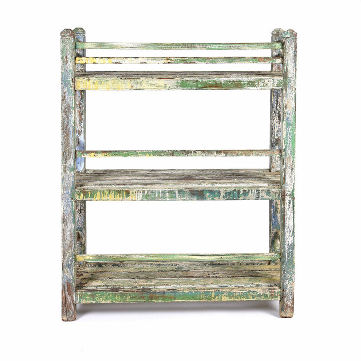 Back Of Vintage Painted Indian Teak Shelf - Ca 1930 | Indigo Antiques