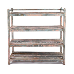 Vintage Painted Pink Indian Teak Shelf - Ca 1930 Vintage Painted Pink Indian Teak Shelf - Ca 1930