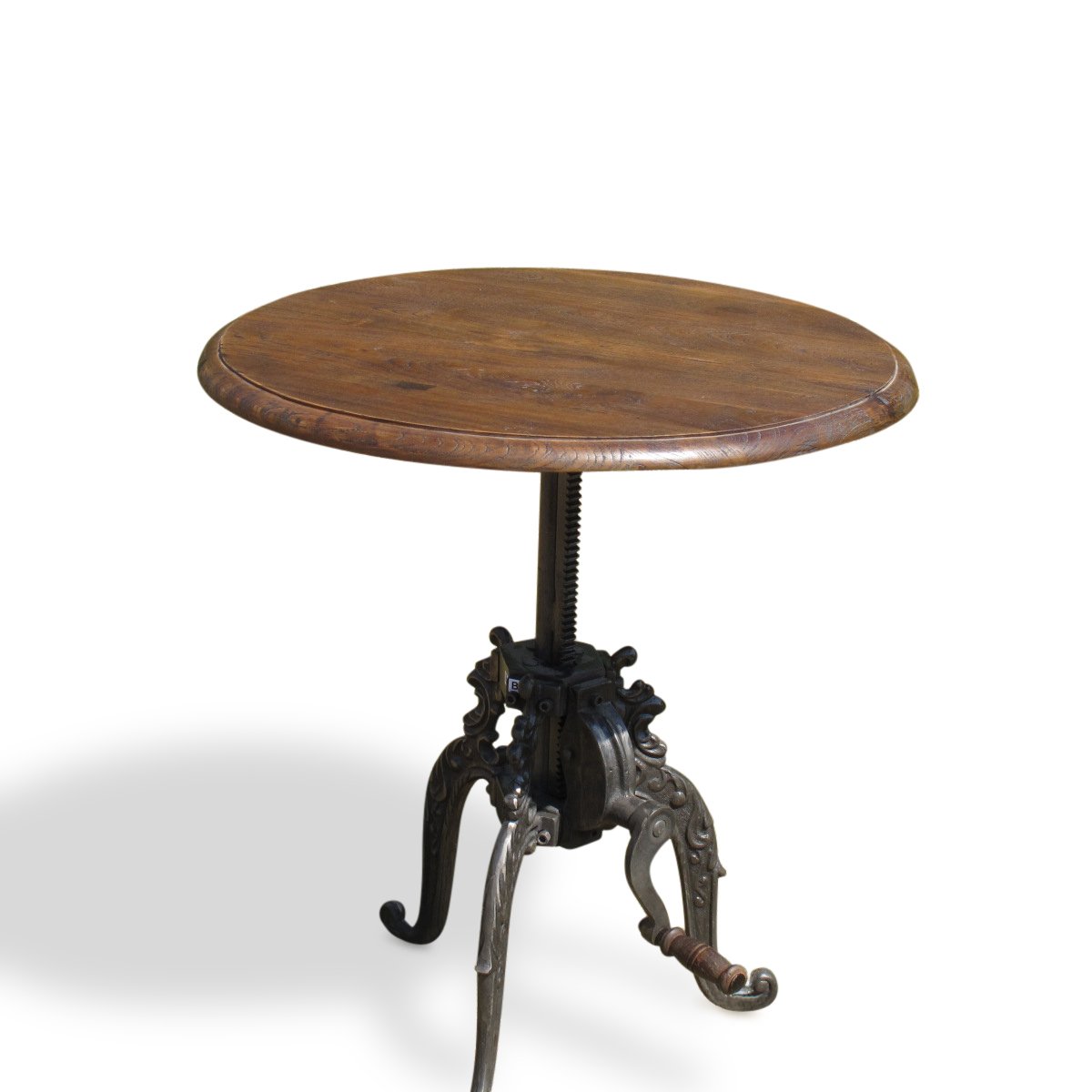 Adjustable Height Round Table - Industrial Style | Indigo Oriental Antiques