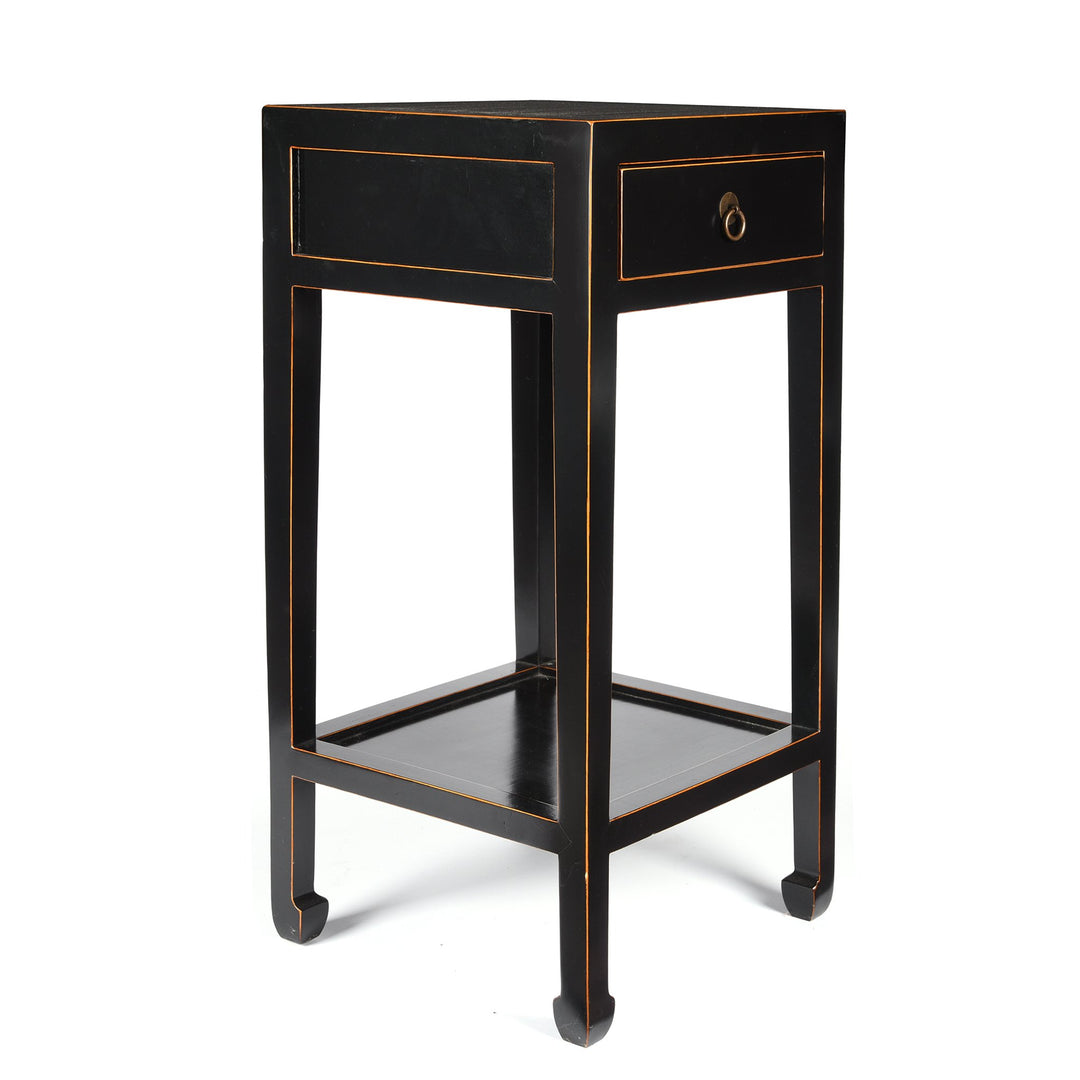 Black Lacquer Tea Table - Made From Elm - Contemporary - 40 x 38 x 82 (wxdxh cms) - C1401