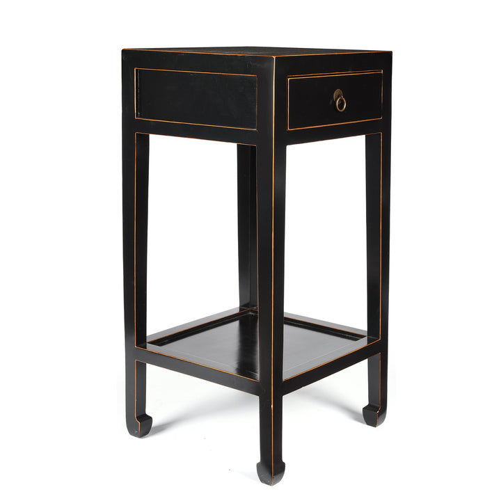 Black Lacquer Tea Table - Made From Elm - Contemporary - 40 x 38 x 82 (wxdxh cms) - C1401