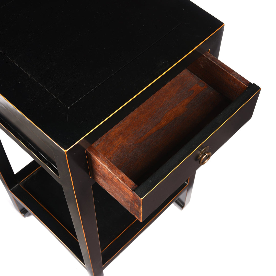 Black Lacquer Tea Table - Made From Elm - Contemporary - 40 x 38 x 82 (wxdxh cms) - C1401