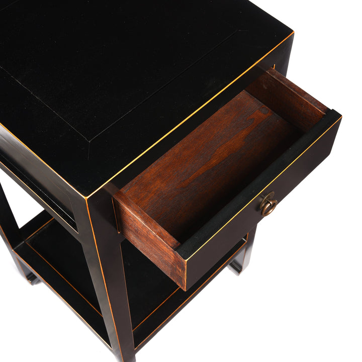 Black Lacquer Tea Table - Made From Elm - Contemporary - 40 x 38 x 82 (wxdxh cms) - C1401