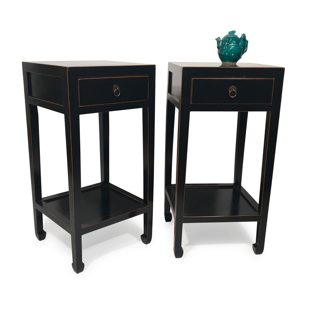 Black Lacquer Tea Table - Made From Elm - Contemporary - 40 x 38 x 82 (wxdxh cms) - C1401