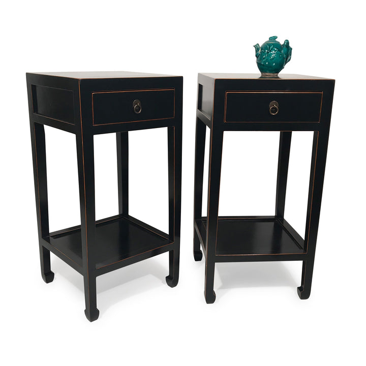 Black Lacquer Tea Table - Made From Elm - Contemporary - 40 x 38 x 82 (wxdxh cms) - C1401