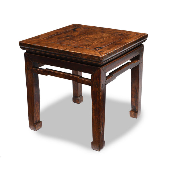 Chinese Elm Square Side Table From Shanxi - 19thC