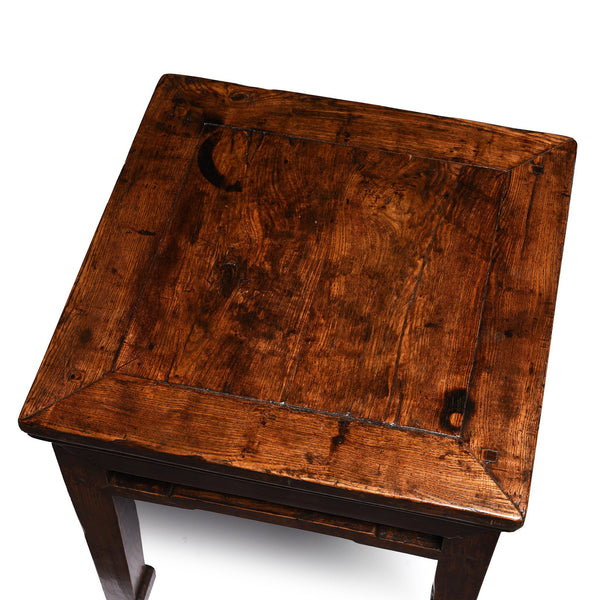 Chinese Elm Square Side Table From Shanxi - 19thC