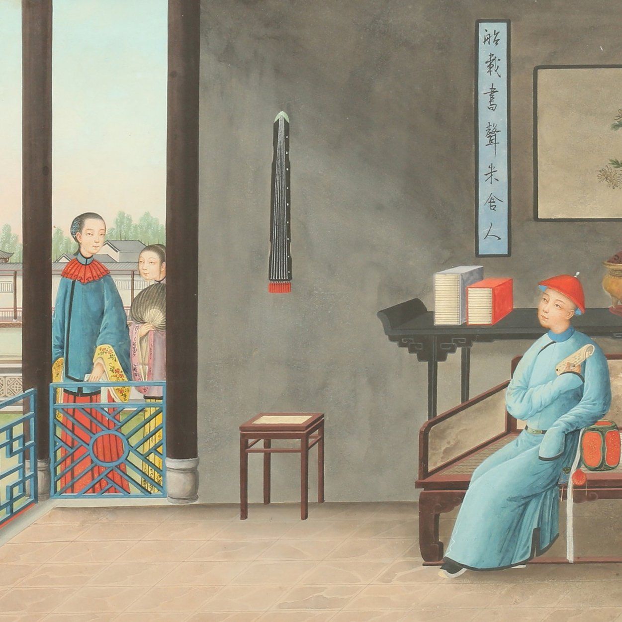 An example of how antique Chinese furniture was used in a room showing an antique Chinese Elm Square Side Tables - 19thC | Indigo Antiques