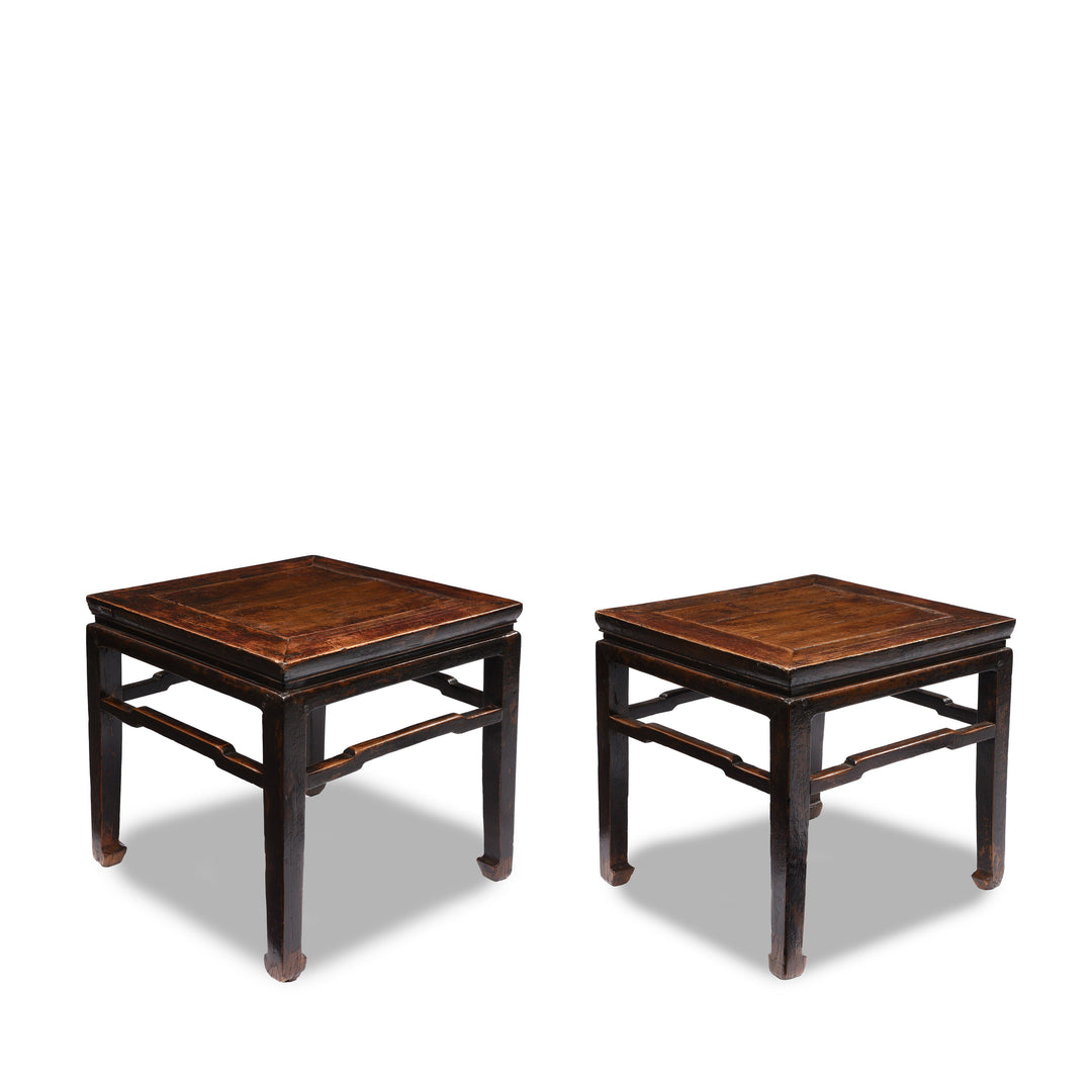 Pair Of Chinese Elm Square Side Tables | Indigo Antiques