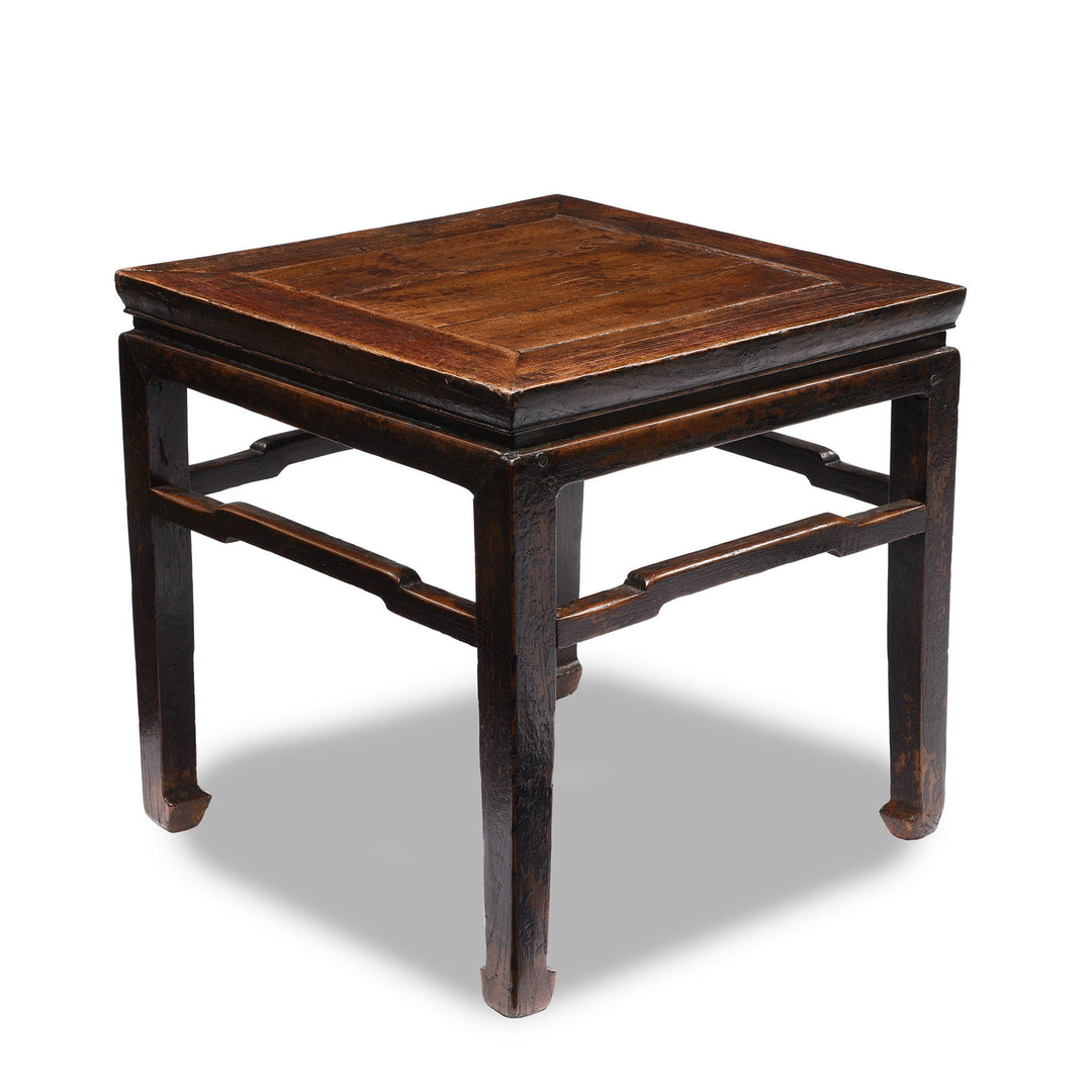 Corner View Of Chinese Elm Square Side Table Option 2 | Indigo Antiques