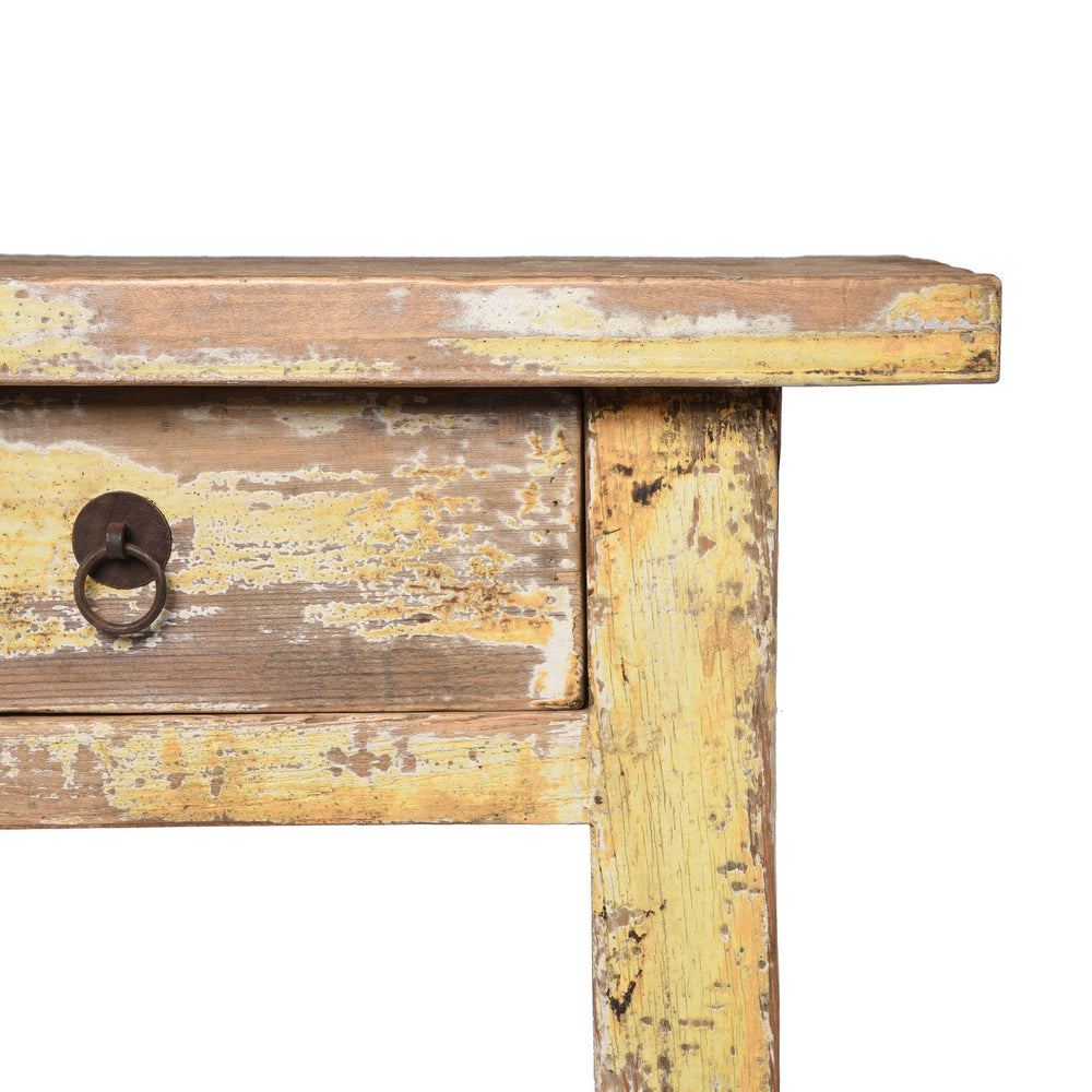 Country Table Made From Old Yellow Painted Pine | Indigo Antiques