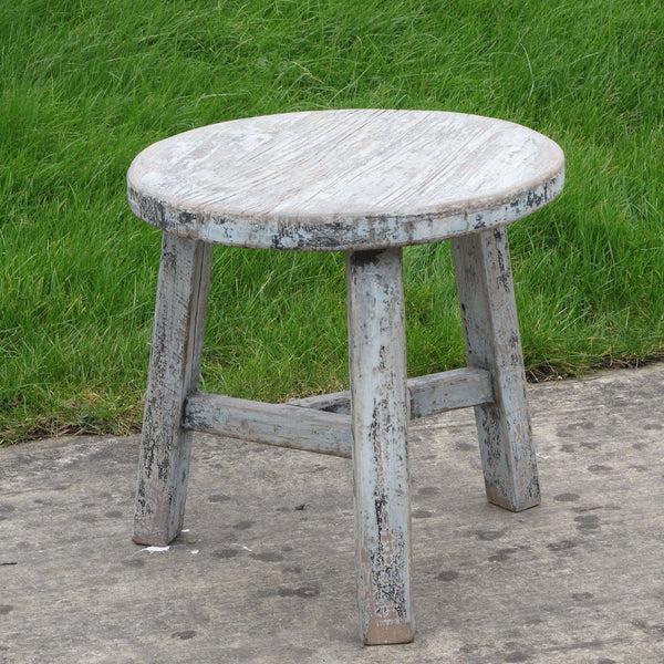 Distressed Blue Painted Round Side Table
