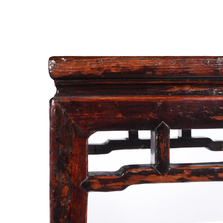 Rectangular Chinese Elm Side Table From Shanxi With traces of original burgundy lacquer - 19thC