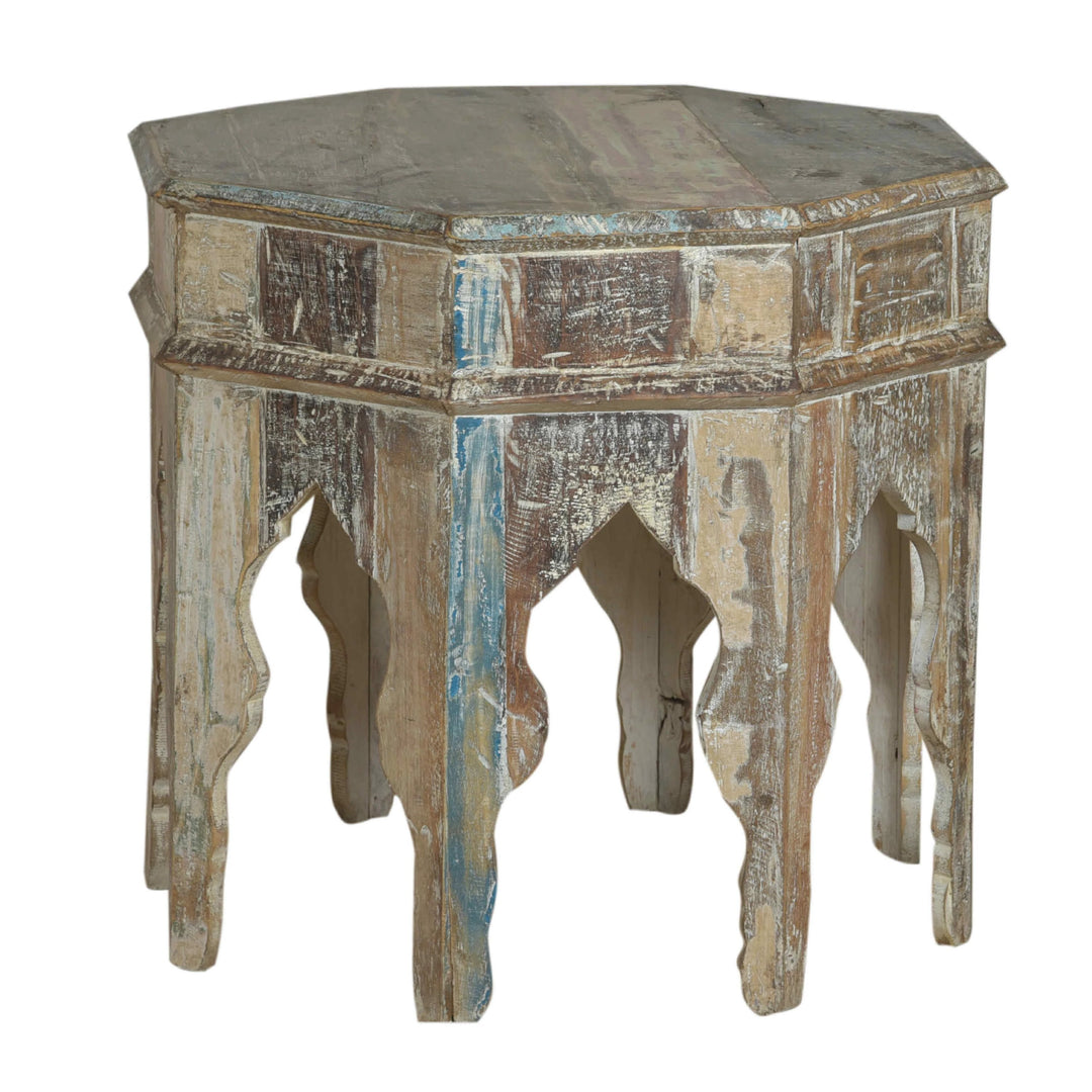 Hexagonal Side Table Made From Painted Reclaimed Teak | Indigo Oriental Antiques