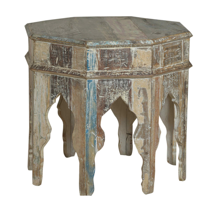 Hexagonal Side Table Made From Painted Reclaimed Teak | Indigo Oriental Antiques