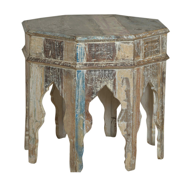 Hexagonal Side Table Made From Painted Reclaimed Teak