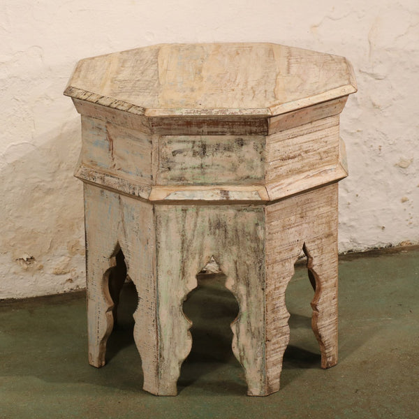 Hexagonal Side Table Made From Painted Reclaimed Teak