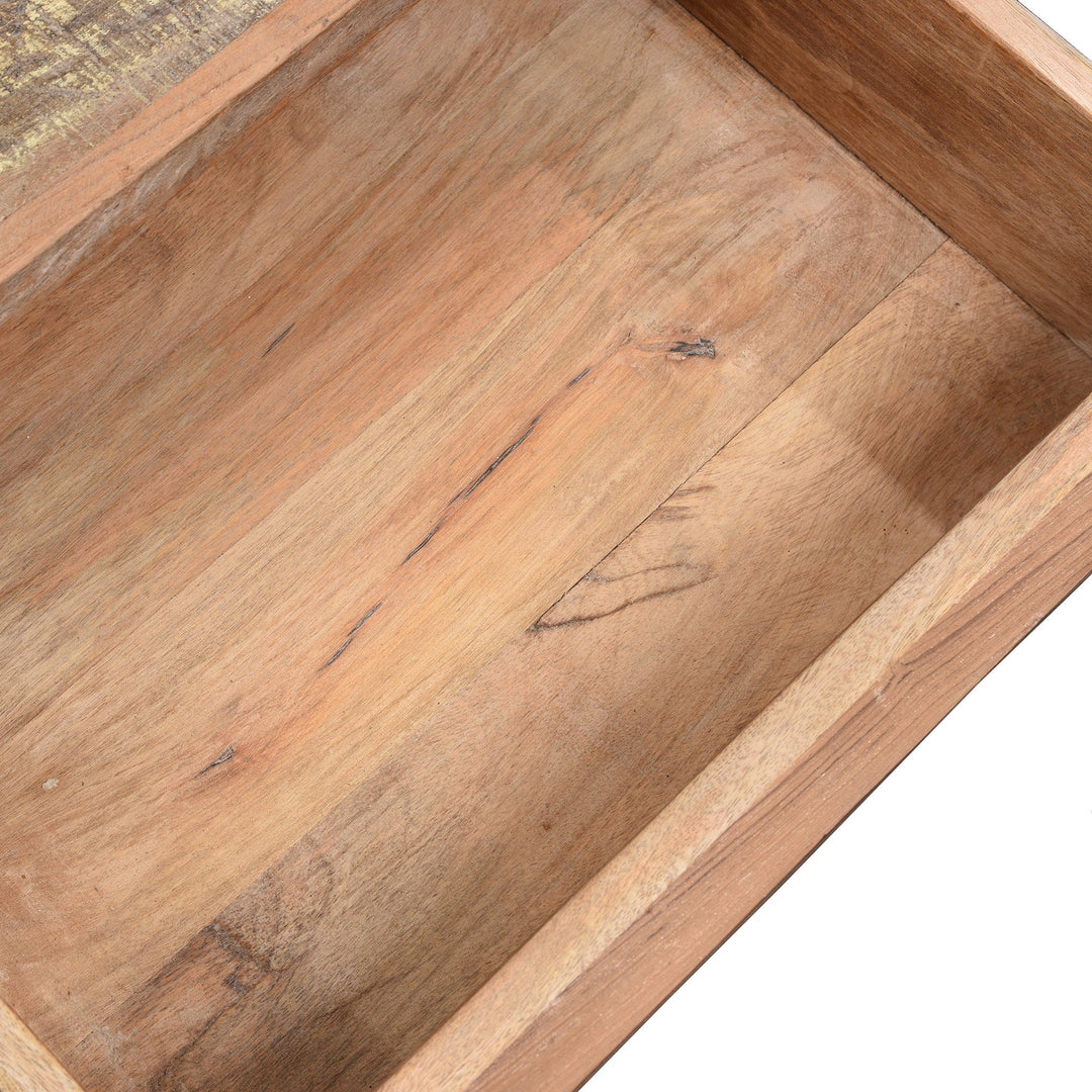 Draw Interior From One Drawer Side Table Made From Reclaimed Wood | Indigo Antiques 