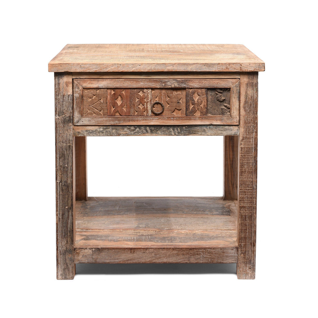 Side Table with Drawer From Reclaimed wood | Indigo Antiques