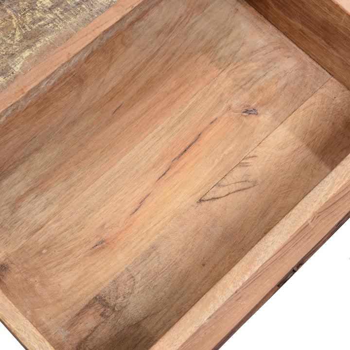 Draw Interior View Of Side Table with Drawer From Reclaimed wood | Indigo Antiques